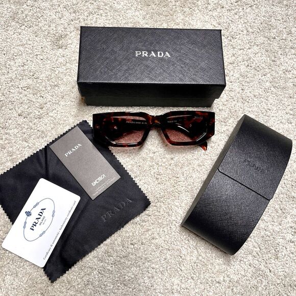 NEW PRADA Tortoise Sunglasses Dark Brown Women's & Men’s New In Box Case - Picture 2 of 14